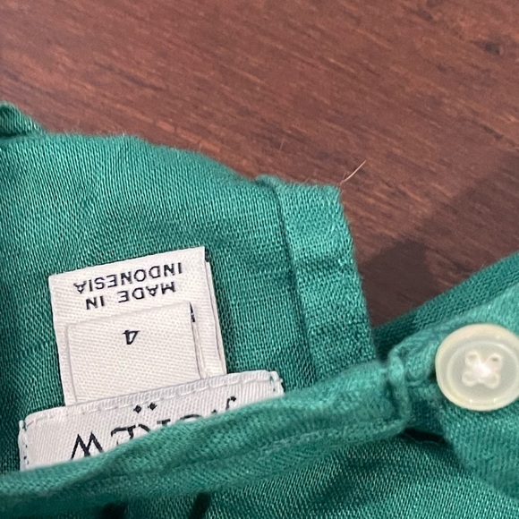 guc J. Crew factory mercantile Green linen sleveless top with White Embroidery 4 - Picture 9 of 9